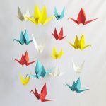 Origami Decoration Bedroom Ready To Ship Origami Crane Hanging Mobile Primary Colors Home