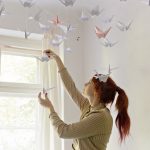 Origami Projects Decoration Diy Renters Friendly Origami Ceiling Decoration