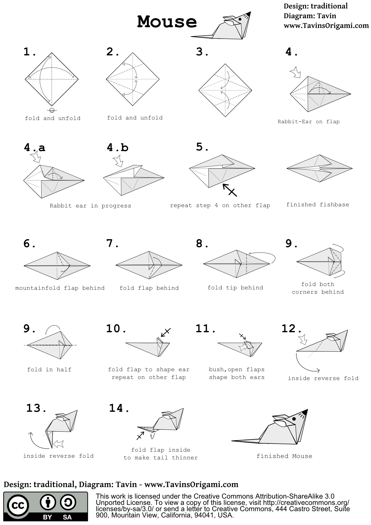 Origami Tutorial Easy Origami Mouse Instructions Tavins Origami