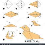 Paper Origami Step By Step Step Step Instructions How To Make Origami A Wild Duck Stock
