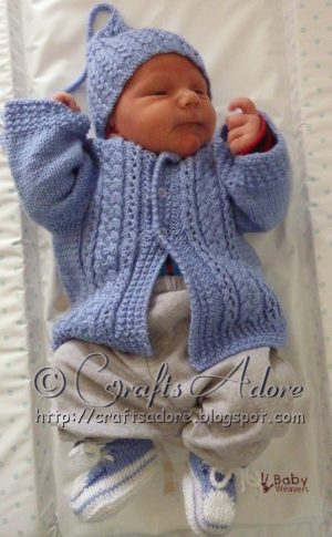 Aran Knitting Patterns Free Children Free Knitting Pattern For Handsome Cables Ba Cardigan And Matching