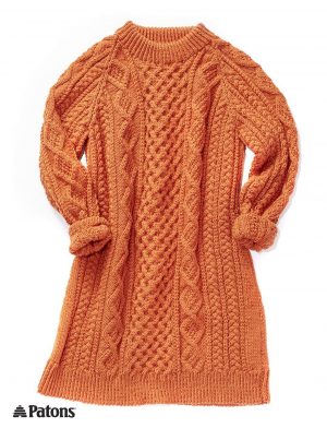 Aran Knitting Patterns Free Free Knitting Pattern For Honeycomb Aran Sweater Dress Knitting