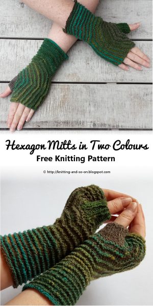 Color Knitting Patterns Colour Knitting And So On Hexagon Mitts In Two Colours