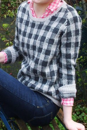 Colorwork Knitting Patterns Sweaters Free Knitting Pattern For Checks And Balances Sweater Long Sleeved