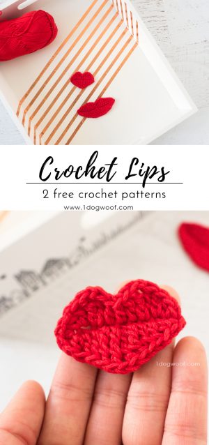 Crochet Applique Patterns Free 2 Crochet Lips Appliques For Photobooth Props One Dog Woof