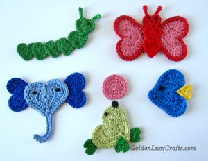 Crochet Applique Patterns Free Animal Crochet Heart Shaped Animals Free Crochet Patterns Goldenlucycrafts