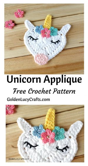 Crochet Applique Patterns Free Animal Crochet Unicorn Applique Pinterest Crochet