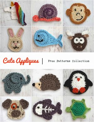 Crochet Applique Patterns Free Animal Cute Appliques Collection Rg Sslerobjeler Pinterest