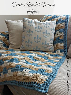 Crochet Basket Weave Blanket Crochet Afghan And Stenciled Pillow Vintage Paint And More