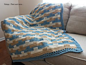 Crochet Basket Weave Blanket Crochet Afghan And Stenciled Pillow Vintage Paint And More