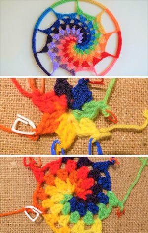 Crochet Dreamcatchers Patterns How To Crochet A Rainbow Spiral Dream Catcher Part 1 Crochet