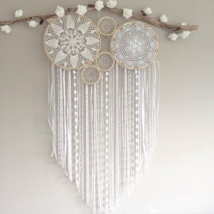 Crochet Dreamcatchers & Wall Hangings Dreamcatcher And Crochet Mural Mural White Shab Vintage Pizzi