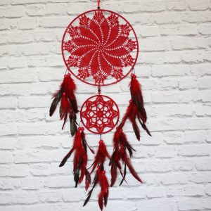 Crochet Dreamcatchers & Wall Hangings Red Dreamcatcher Crochet Dreamcatcher Dream Catcher Wall Hanging