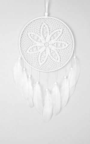 Crochet Dreamcatchers & Wall Hangings White Dream Catcher Crochet Doily Dreamcatcher White Feathers Boho