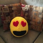 Crochet Emoji Pillow Crochet Emoji Pillow Smiley Face Pillow Emoji Heart Eyes Etsy