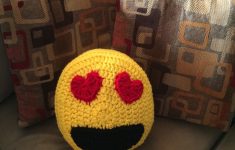 Crochet Emoji Pillow Crochet Emoji Pillow Smiley Face Pillow Emoji Heart Eyes Etsy