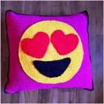 Crochet Emoji Pillow Crochet Pillow Smiling Face With Heart Emoji Etsy