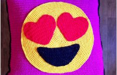 Crochet Emoji Pillow Crochet Pillow Smiling Face With Heart Emoji Etsy