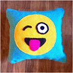 Crochet Emoji Pillow Crochet Pillow Tongue Out Face Emoji Face Etsy