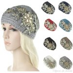 Crochet Headband Ear Warmer 2019 Women Embroidery Flowers Crystal Headband Wool Crochet Headband