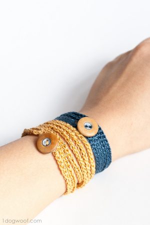 Crochet Icord Bracelet Crochet Wrap Bracelet With Button One Dog Woof