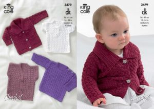 Crochet Infant Sweater King Cole Dk Ba Cardigan Sweaters And Waistcoat Crochet Pattern 3479