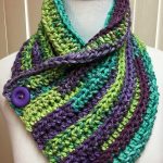 Crochet Neckwarmer For Men Crochet Neck Warmer Purple Green Button Cowl Chunky Ooak
