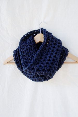 Crochet Neckwarmer For Men Navy Blue Chunky Cowl Neck Warmer Handmade Crochet Scarf Acrylic