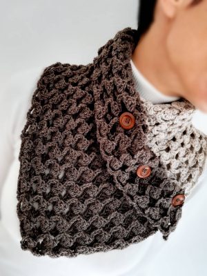 Crochet Neckwarmer With Buttons Brown Knitted Neckwarmer Chunky Knit Neckwarmer With Buttons