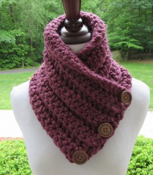 Crochet Neckwarmer With Buttons Chunky Cowl Boston Harbor Scarf Crochet Scarf Button Cowl Neck