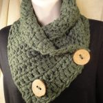 Crochet Neckwarmer With Buttons Crochet Scarf Cowl Neck Warmer With Buttons In Forest Green