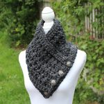 Crochet Neckwarmer With Buttons Gray Crochet Cowl Chunky Button Scarf Crochet Infinity Cowl