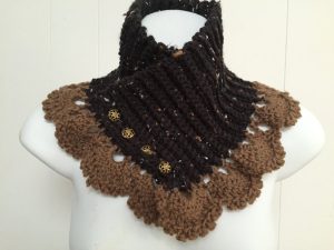 Crochet Neckwarmer With Buttons Lacy Crochet Neck Warmer In Black Brown Scarf Alternative