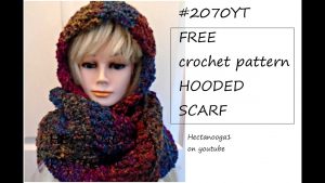 Crochet Scoodie Pattern Free Crochet Pattern 2070 Hooded Scarf Easy Beginner Level