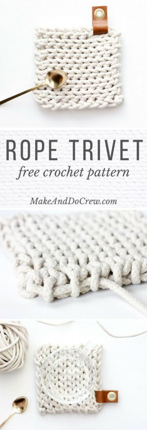 Crochet Trivets Free Pattern Clothesline Trivet Free Modern Crochet Pattern Using Rope