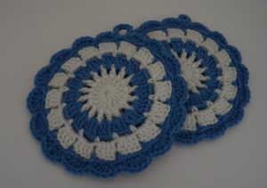 Crochet Trivets Hot Pads Crochet Pot Holder Blue Round Crochet Trivet Crochet Hot Etsy