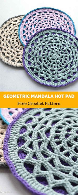 Crochet Trivets Hot Pads Free Pattern Geometric Mandala Hot Pad Free Crochet Pattern All Easy Patterns
