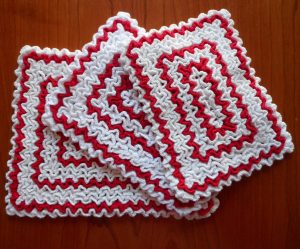 Crochet Trivets Hot Pads Pot Holders Vintage Hot Pads Trivets Potholders Red White Kitchen Crocheted