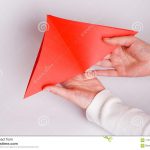 Diy Origami Heart Hands Making Origami Heart Close Up On White Stock Image Image Of