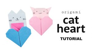 Diy Origami Heart Origami Cat Heart Tutorial Collab With Origami Tree Paper Kawaii