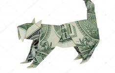 Dollar Bill Origami Money Origami Wild Cat Folded Real One Dollar Bill Isolated Stock