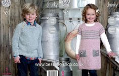 Dress Knitting Pattern 4511 King Cole Authentic Chunky Boys Sweater Girls Dress
