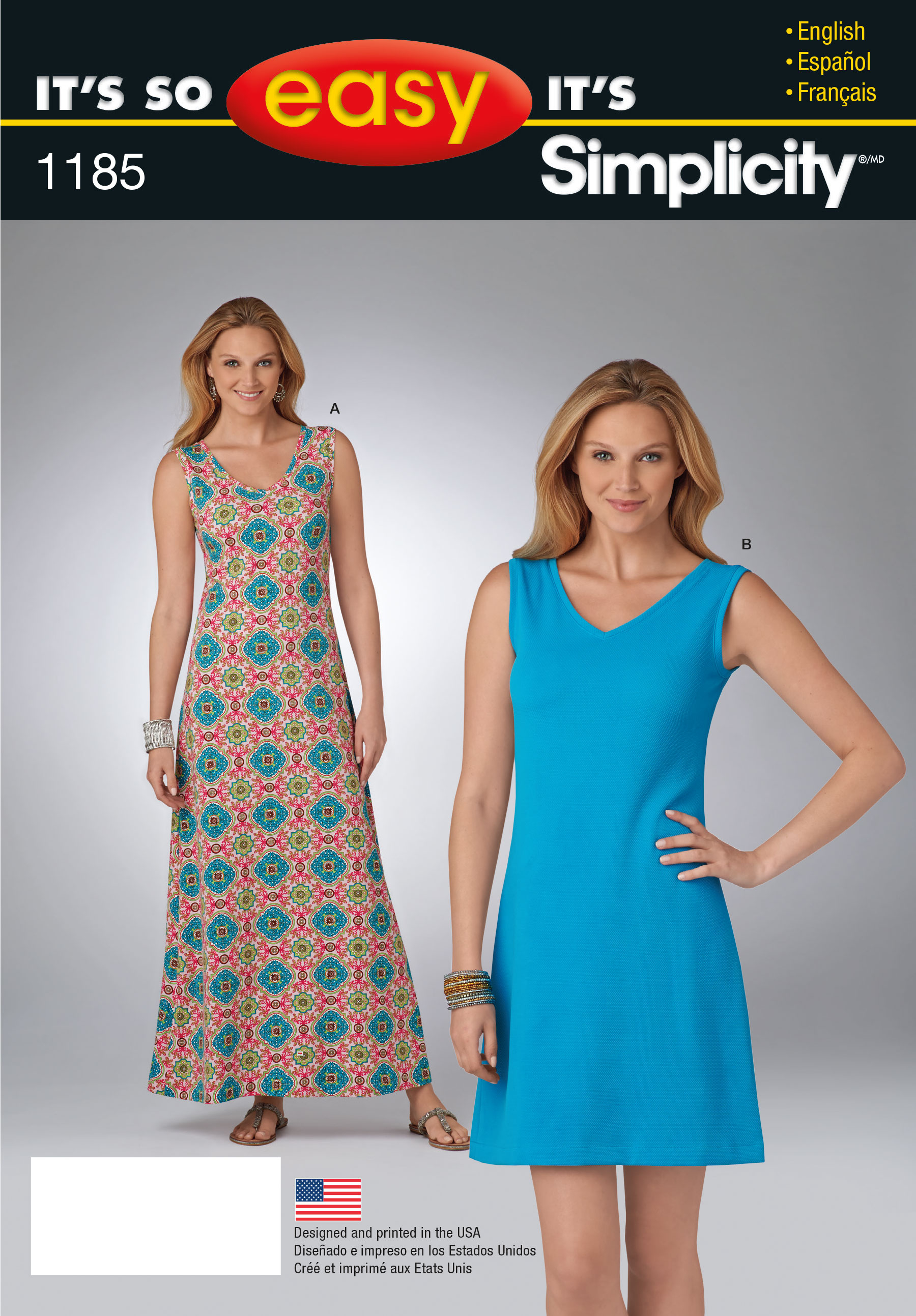 Easy Sewing Patterns Simplicity 1185 Its So Easy Dress In Two Lengths