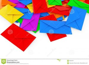Envelope Origami Letters Color Blank Envelope Letters Heap 3d Rendering Stock Illustration