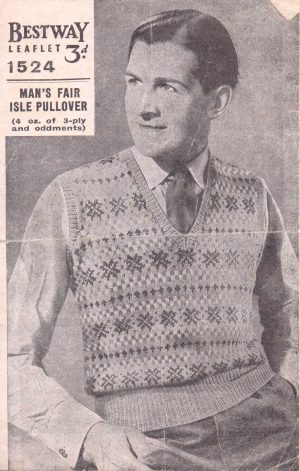 Fairisle Knitting Patterns Free Free Vintage Knitting Pattern From Ww2 Mens Fair Isle Pullover