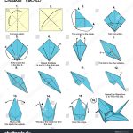 How To Origami Step By Step Origami Traditional Japan Crane Tsuru Diagram Stock Illustration