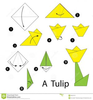 How To Origami Step By Step Step Step Instructions How To Make Origami Tulip Stock Vector