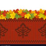 Knit Leaf Pattern Free Leaves Maple Leaves With Autumn Knitted Pattern 2 Vector Image
