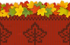 Knit Leaf Pattern Free Leaves Maple Leaves With Autumn Knitted Pattern 2 Vector Image