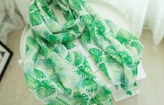 Knit Leaf Pattern Scarf 2018 Fashion Leaf Pattern Tassel Scarf Shalws Women Long Green